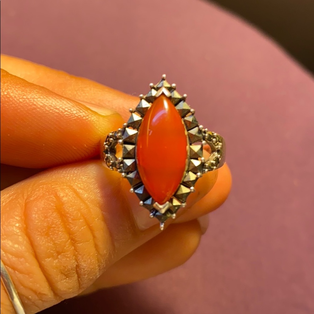 Sterling silver ring with carnelian